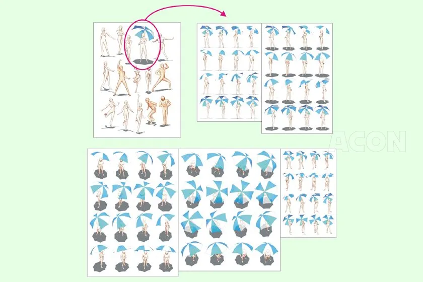 人体ポーズ資料集D (Expression poses 360種)