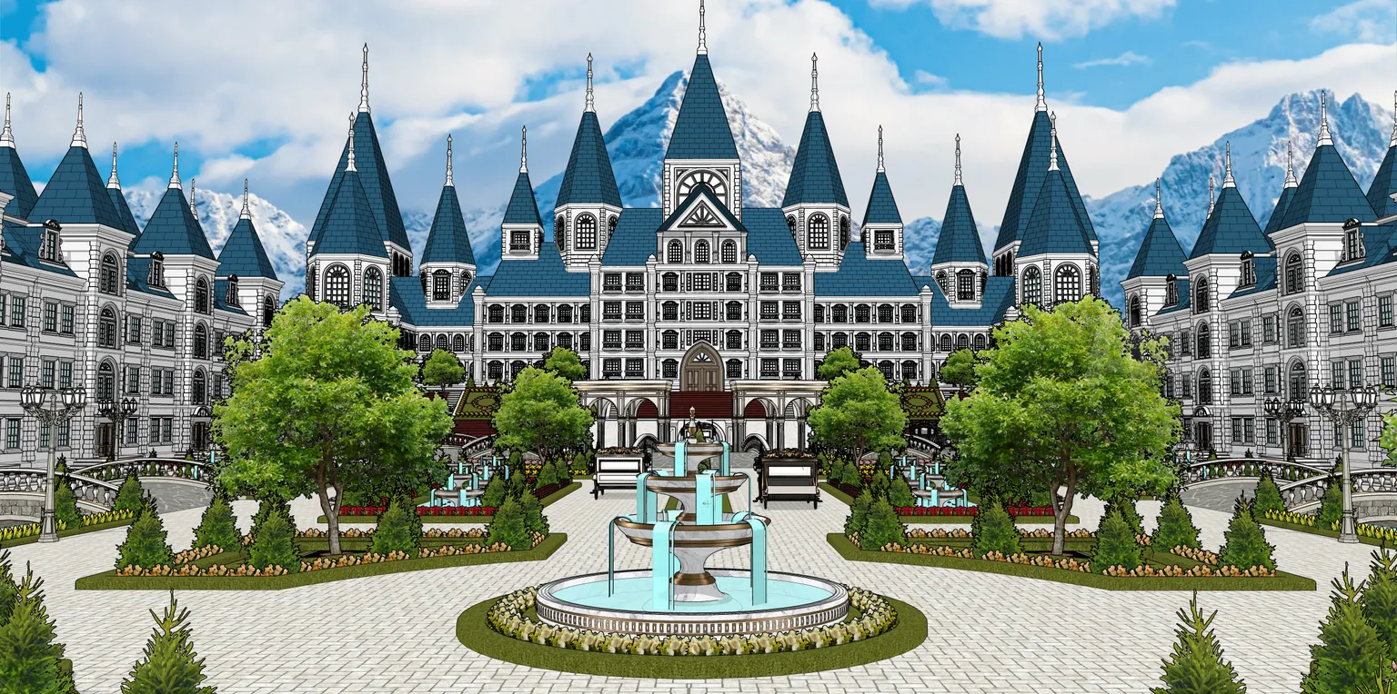 皇帝の城 大邸宅 + 空背景 7種 + 馬車2種 + 幼児用 馬車2種