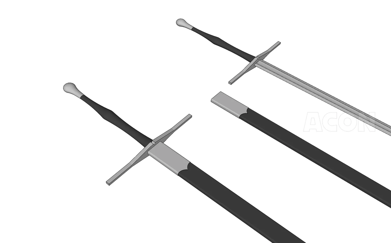 3D武器 - ツーハンドソードtwo hand sword（西ヨーロッパ刀剣、刀