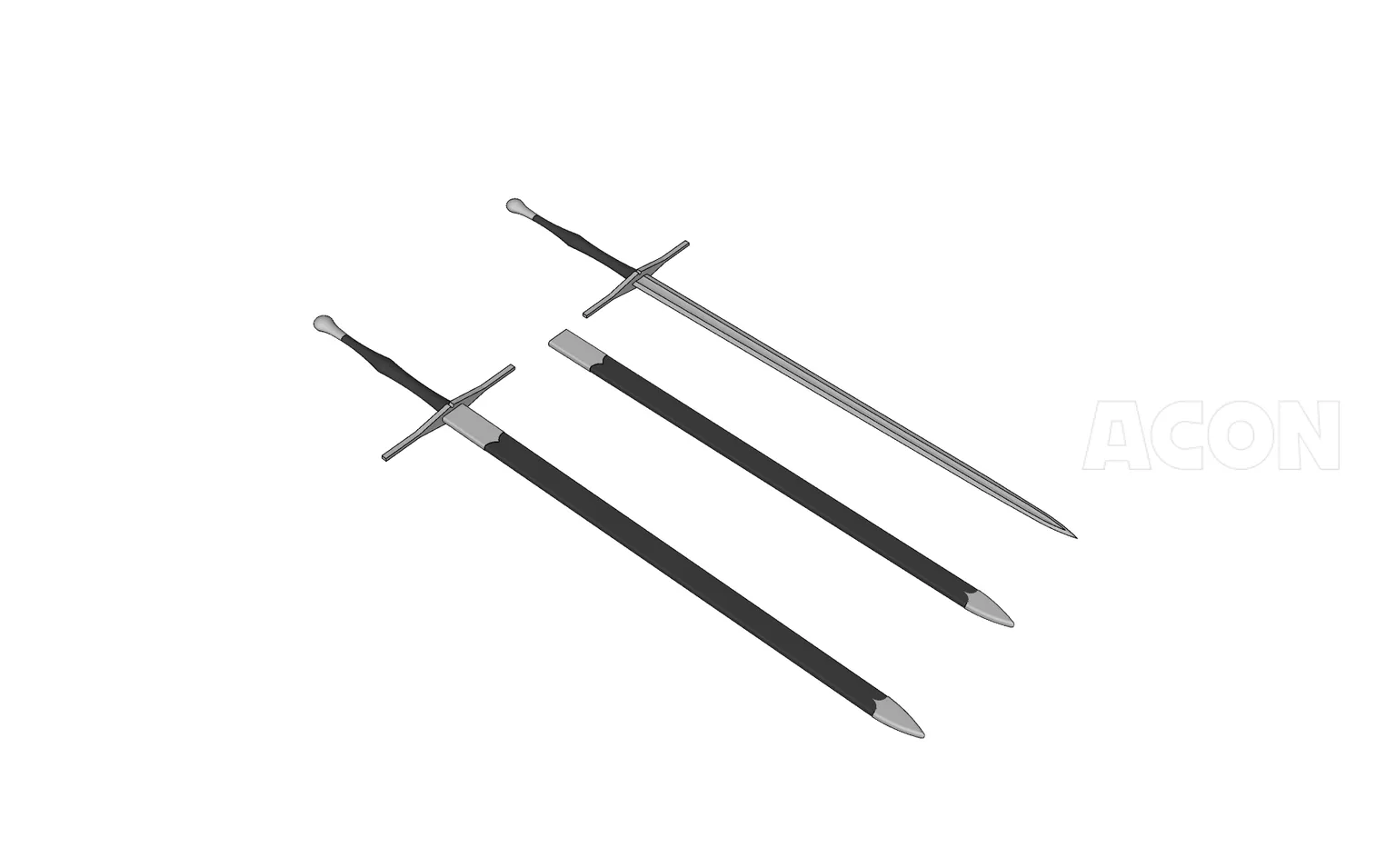 ドイツ 両手剣 ステンレス装具 武具 刀装具 模造刀 欧風西洋剣 欧州剣 3D武器 - ツーハンドソードtwo hand sword（西ヨーロッパ刀剣、刀