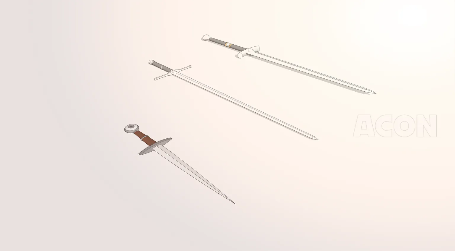 アクション、中世ファンタジー西洋兵器-剣3種集