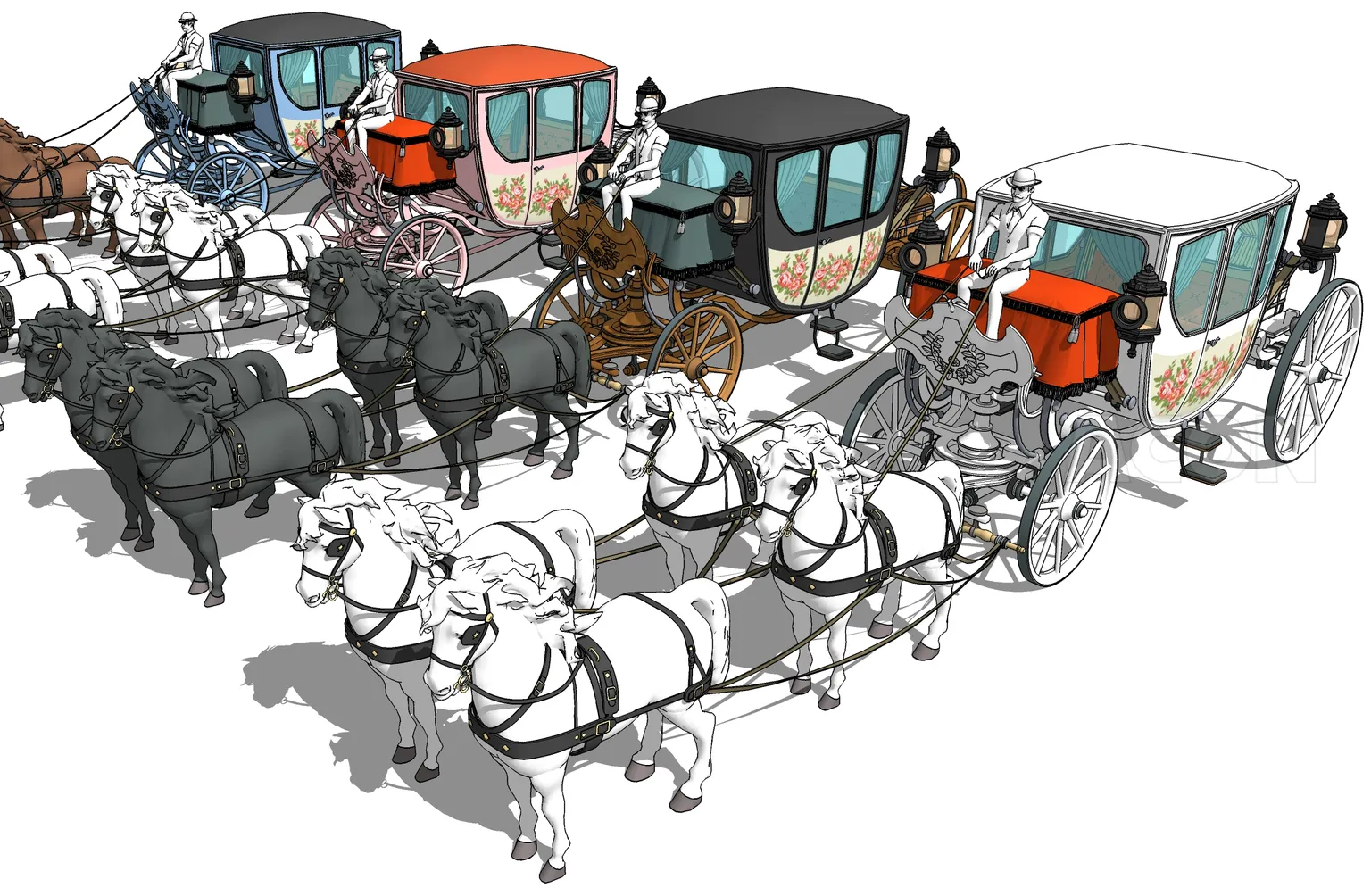 高クオリティー普通馬車(4色)