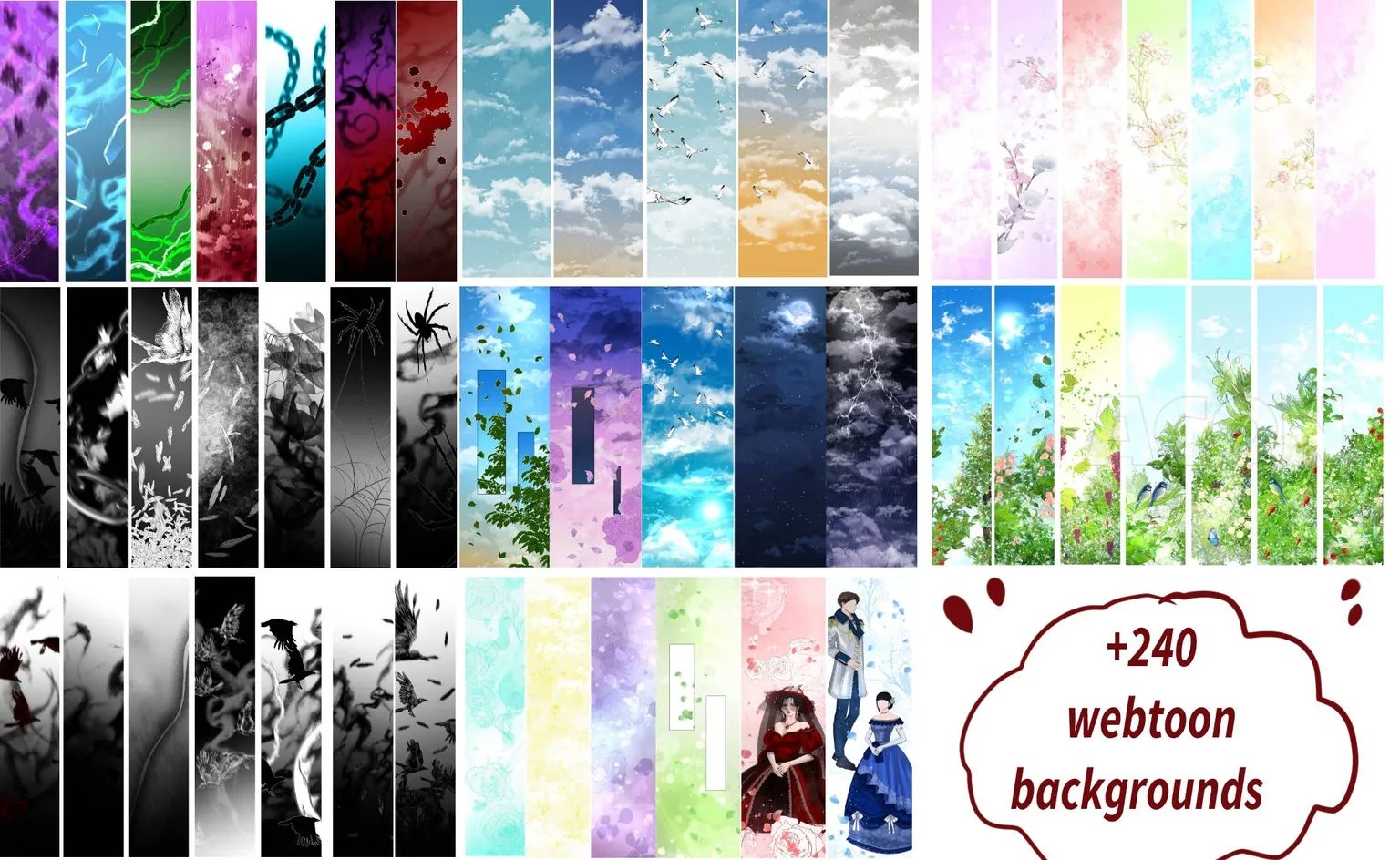 [SET] +240 webtoon backgrounds pack