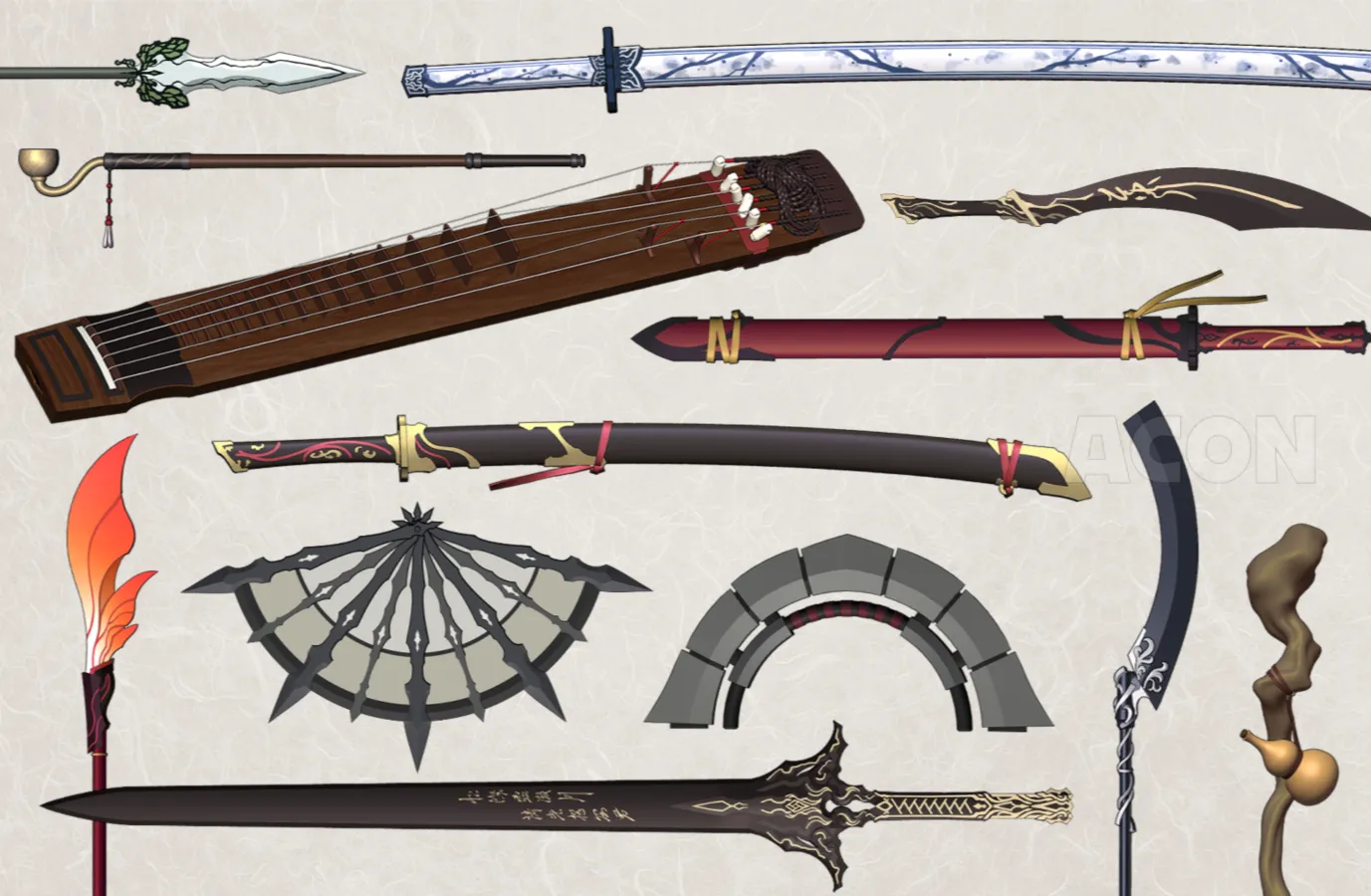 クリップスタジオ 3D 東洋 ファンタジー 武器 フルセット