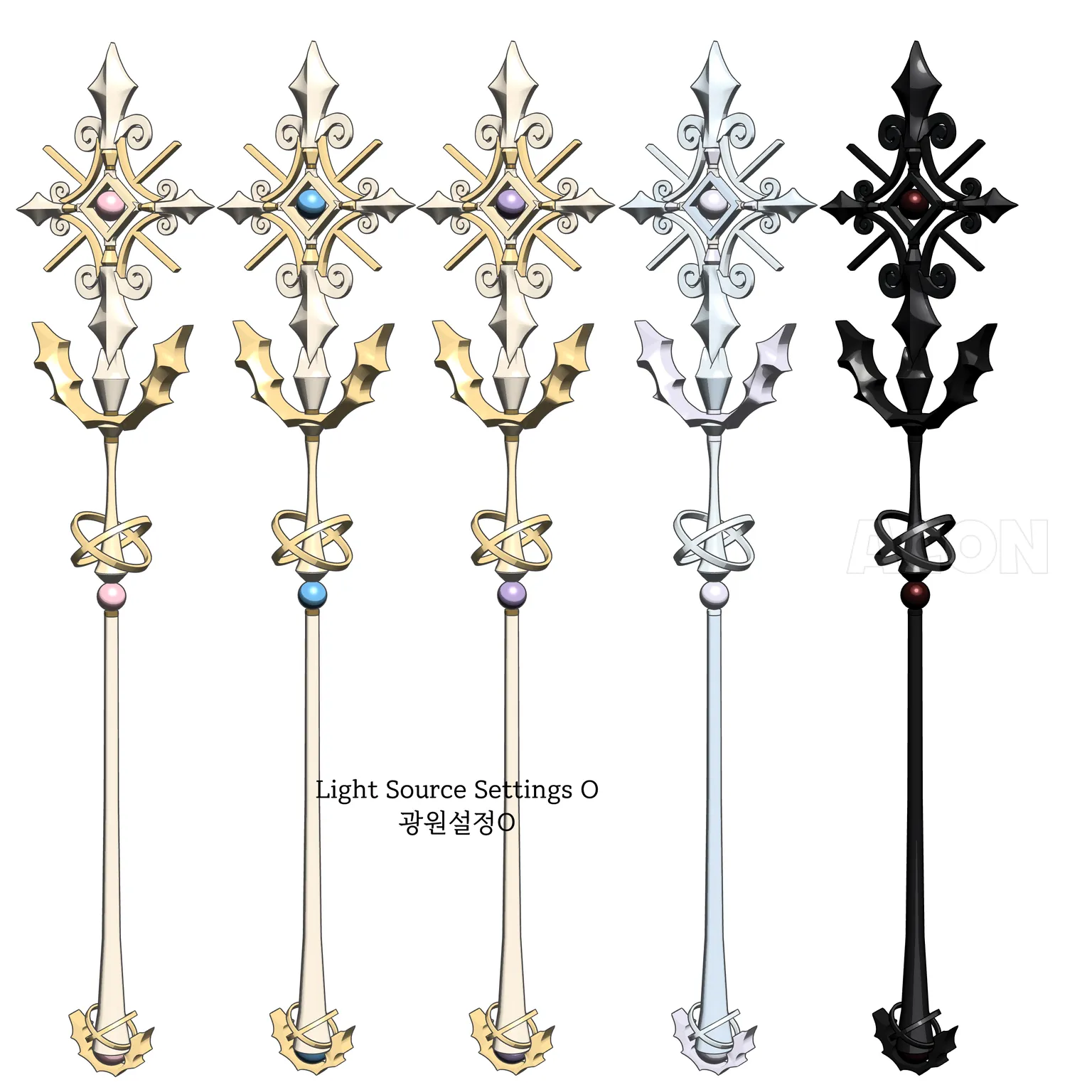 3Dファンタジー聖職者魔法杖