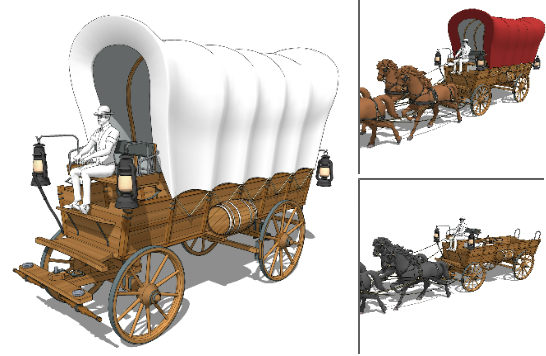 高クオリティー西部荷馬車(3色+1種)