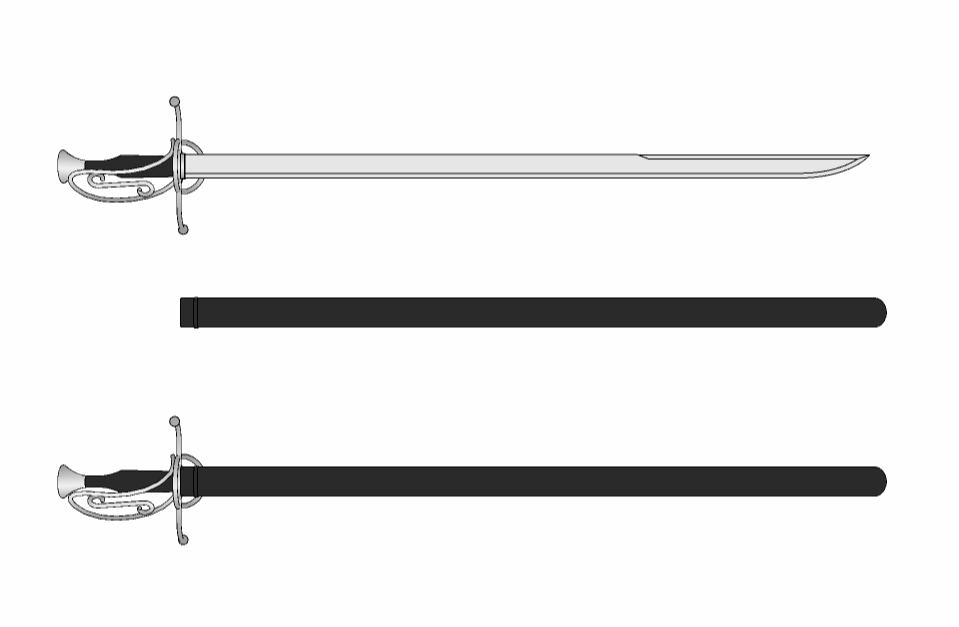 3D武器 - シュバイチェルサーベル schweizersabel (スイス刀剣、刀)
