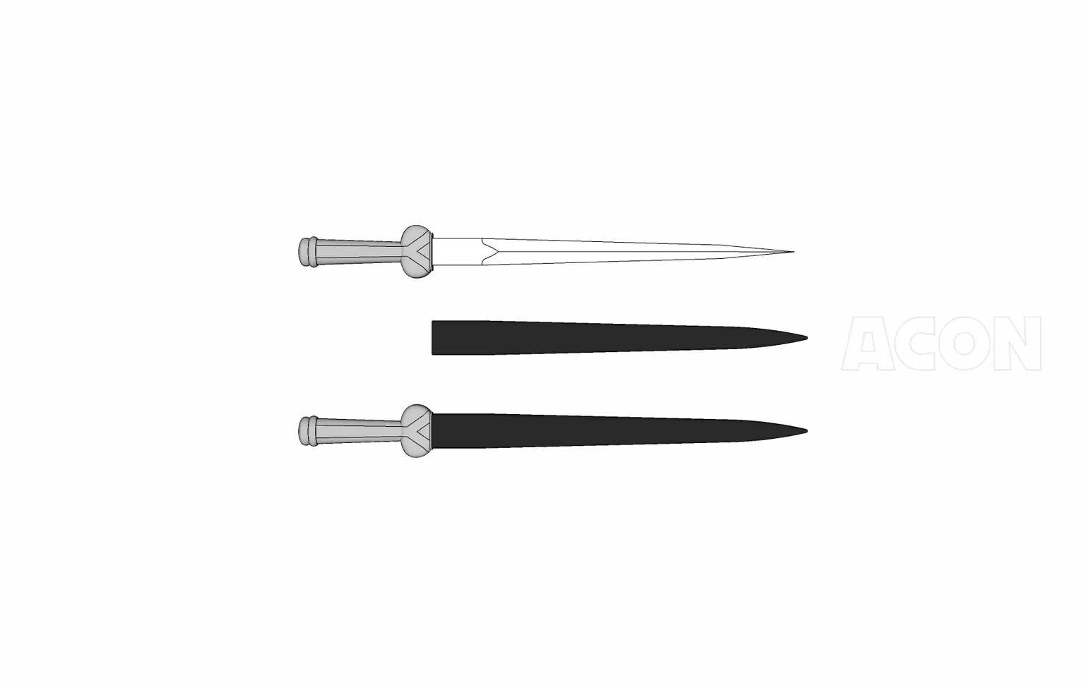 K*h様 西洋剣 短剣 ダガー 3D武器 - キドニー大挙 kidner dagger (ヨーロッパ短剣)