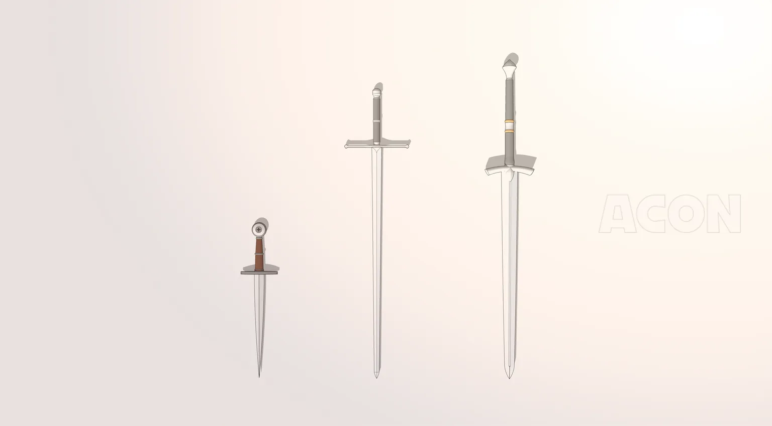 アクション、中世ファンタジー西洋兵器-剣3種集