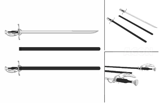 3D武器 - シュバイチェルサーベル schweizersabel (スイス刀剣、刀)