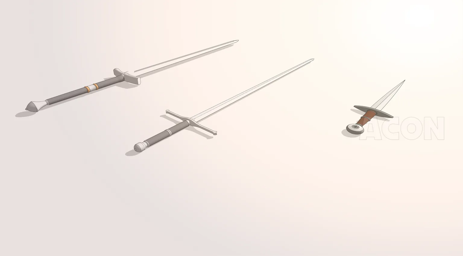 武装剣3型 古兵器 武具 西洋剣 中世騎士の剣 片手剣 【希少】高級 鑑賞用 アクション、中世ファンタジー西洋兵器-剣3種集