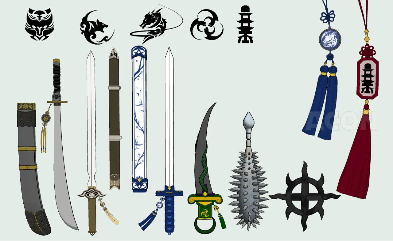 時代劇道具　フリーサイズ 武侠武器 八大セガセット (3D 2D)