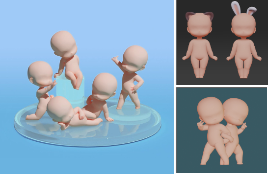 ふわふわ小さな体を描いてみましょう！ 3Dポーズ集