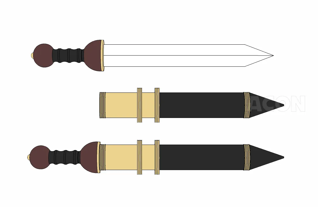 3D武器 - グラディウス gladius (西ヨーロッパ刀剣、刀)