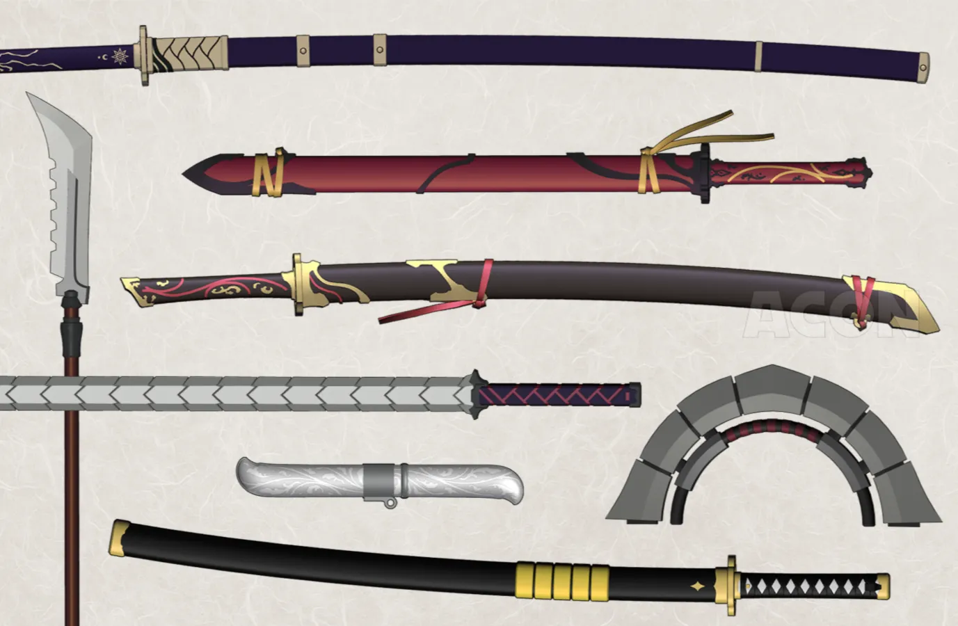 クリップスタジオ3D東洋ファンタジー武器A - 刀剣武器