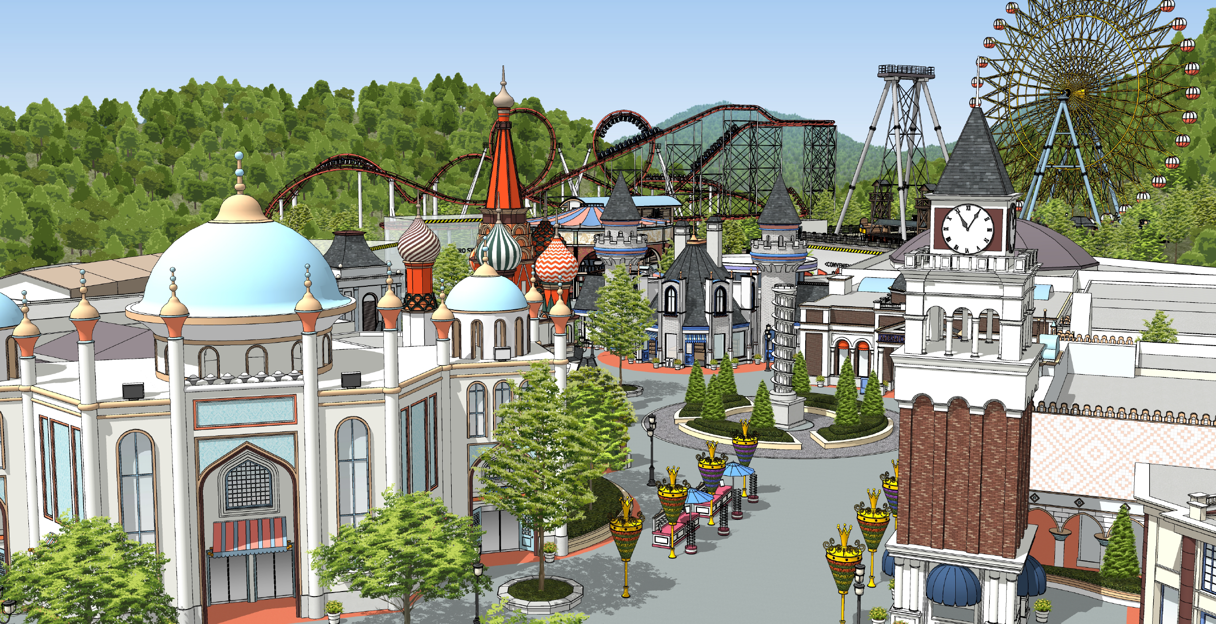 遊園地(広場/アトラクション8種/エキストラ/小物)