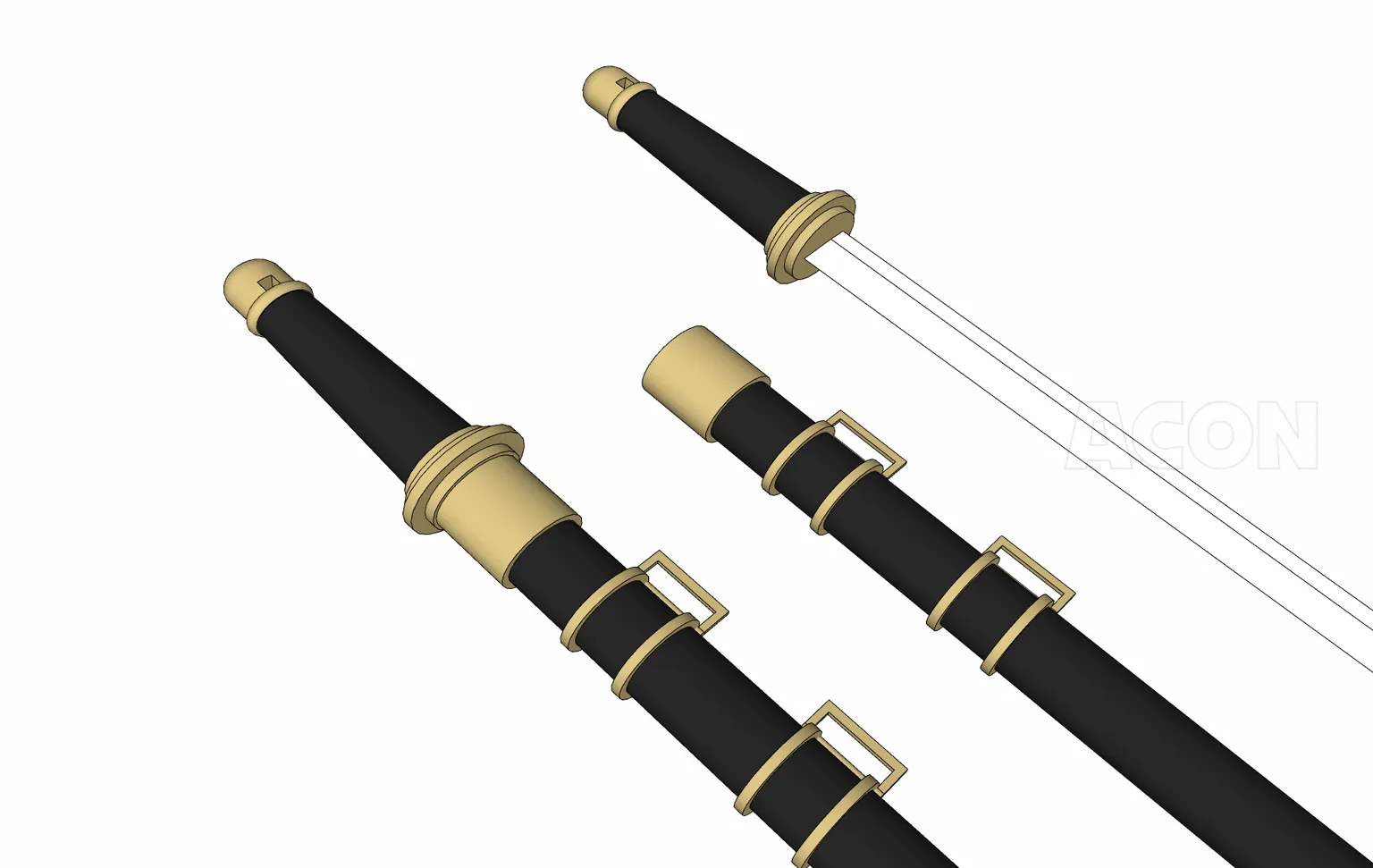 3D武器 - 黒作大刀 黒津栗の太刀（日本刀剣、刀）