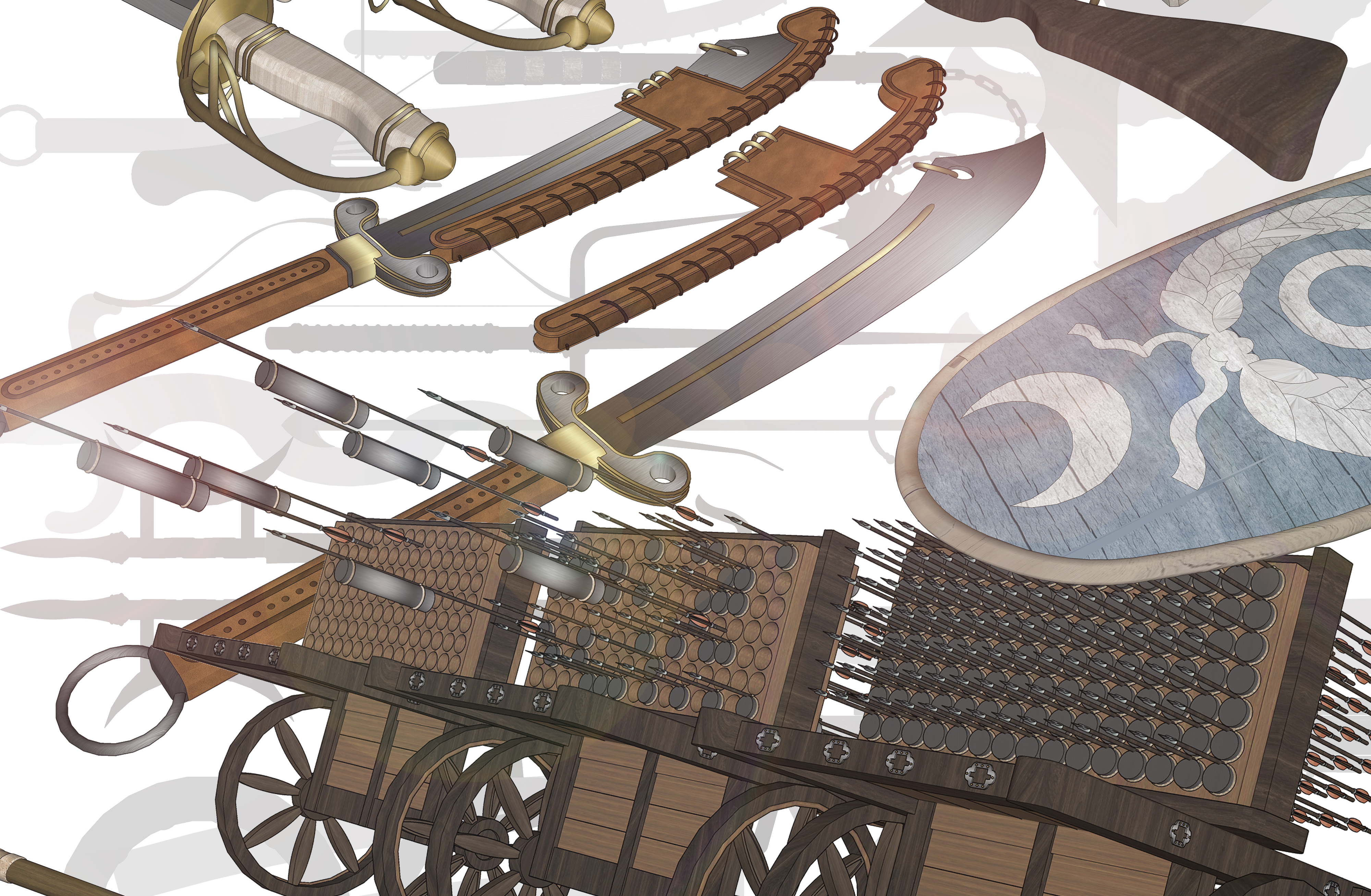 東洋と西洋の125種類の武器