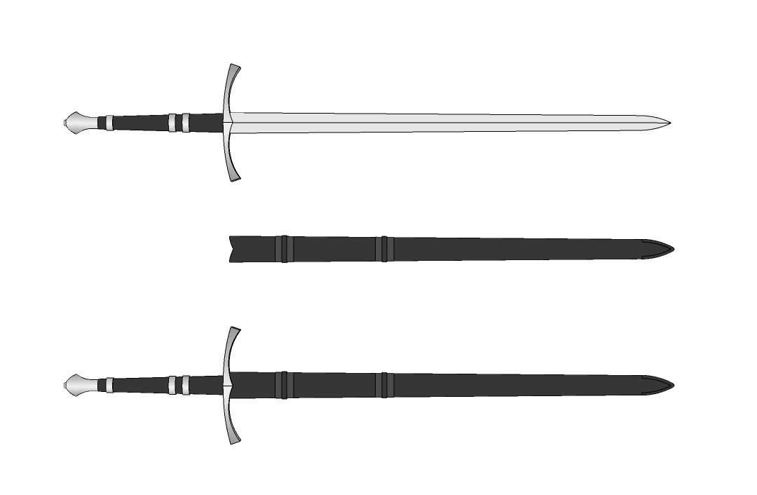 3D武器 - ロングソード(後期)longsword(西ヨーロッパ刀剣、刀)