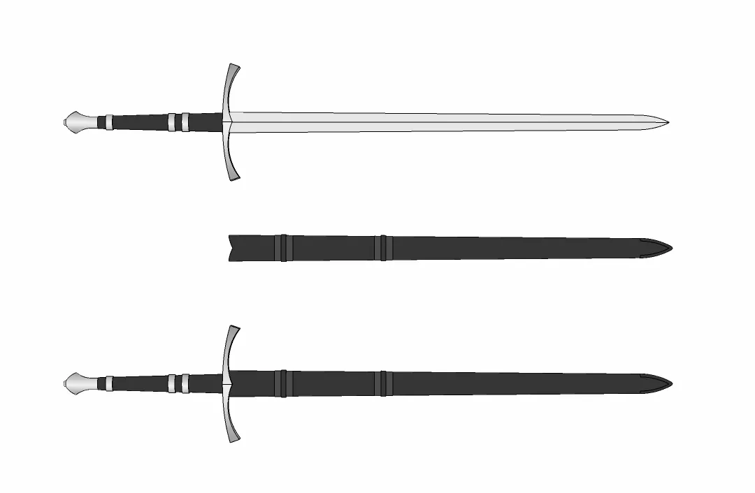 ドイツ 両手剣 ステンレス装具 武具 刀装具 模造刀 欧風西洋剣 欧州剣 3D武器 - ツーハンドソードtwo hand sword（西ヨーロッパ刀剣、刀