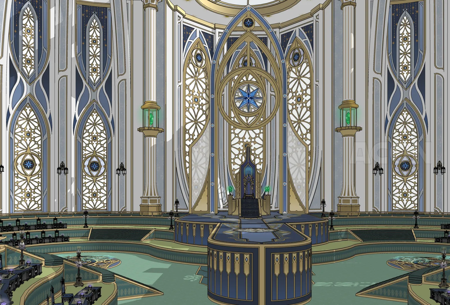 ファンタジー背景] 魔法使いの大会議室