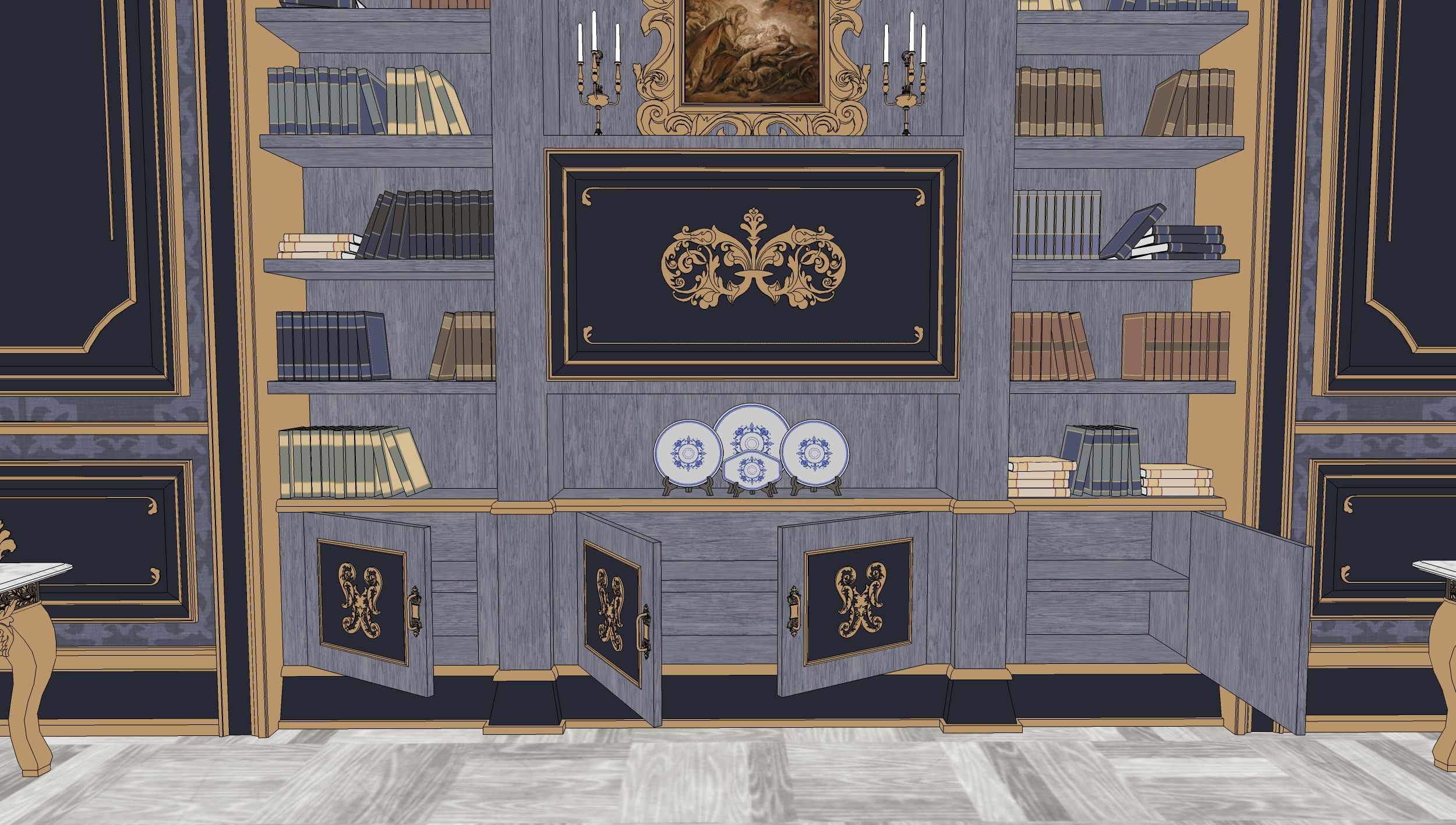 Classic Deep Blue & Gold Office